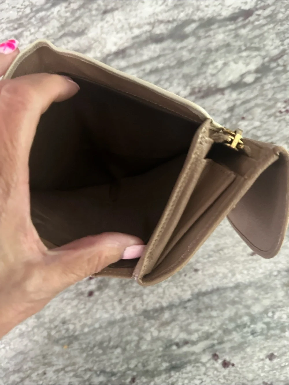 Miu Miu Two-Tone Beige and Cream Leather Flap Wallet